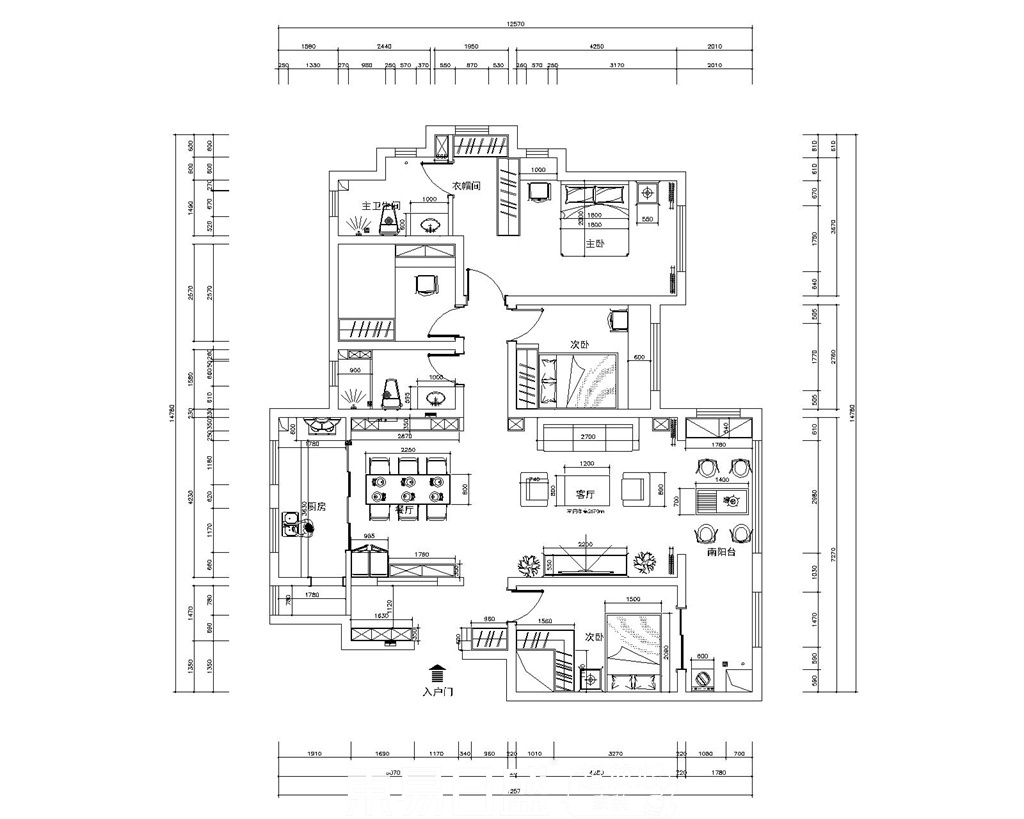万图水岸经典-160平米三居室-新中式风格案例赏析装修设计理念