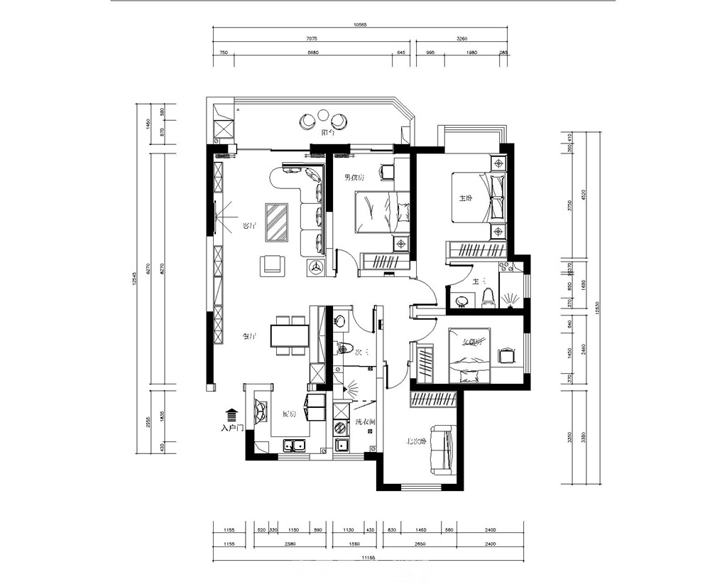 环球掌舵-160平米三居室-现代风格案例赏析装修设计理念