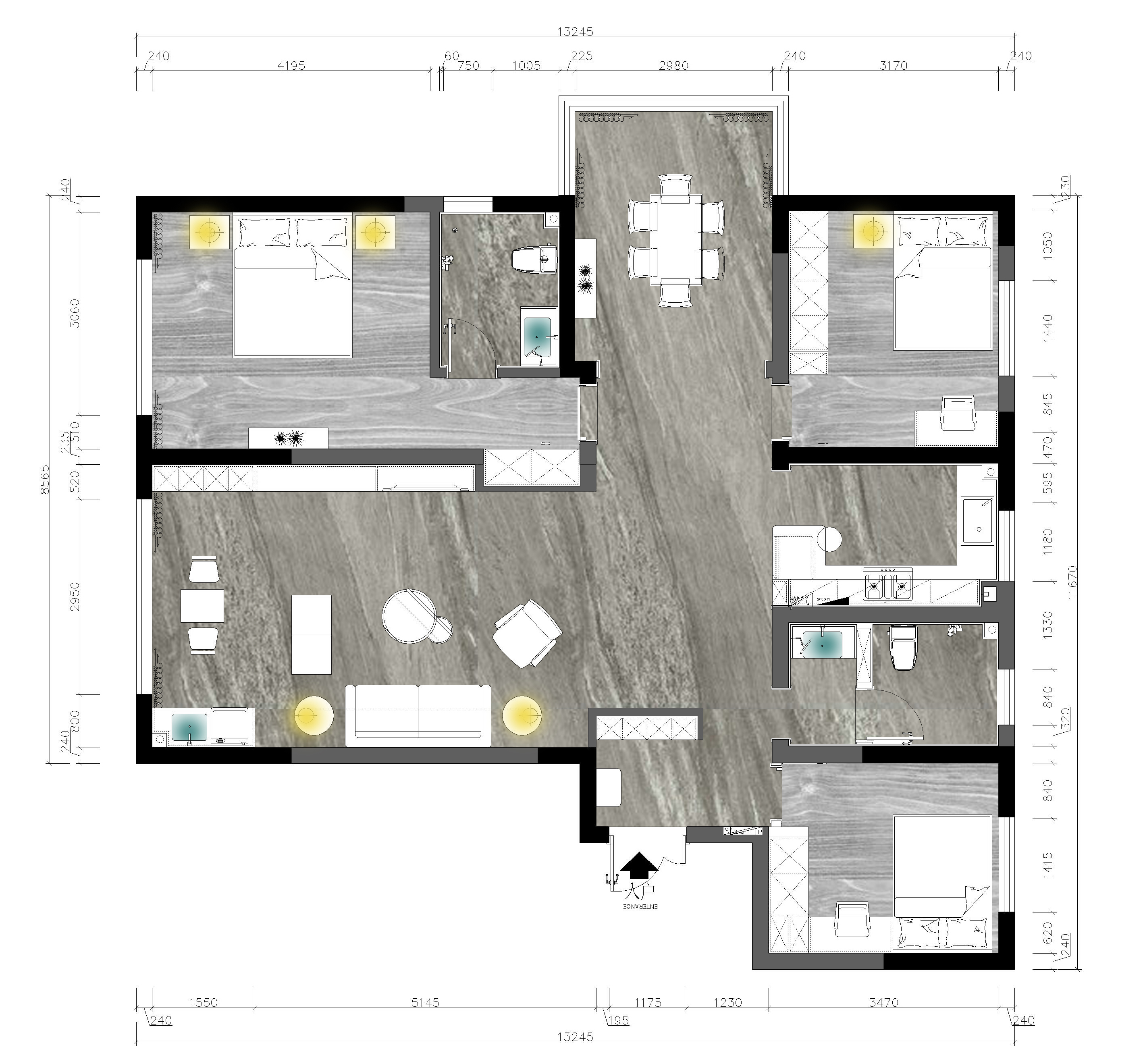 滨河阳光-180平米四室二厅-现代简约装修风格案例赏析装修设计理念