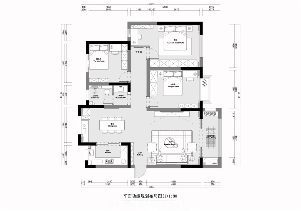 康桥郡-160平米三居室-现代简约风格案例赏析装修设计理念