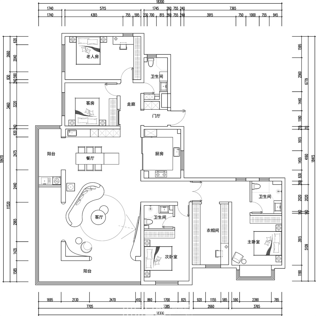 圣兰菲诺-280平米四居室-现代轻奢风格案例赏析装修设计理念