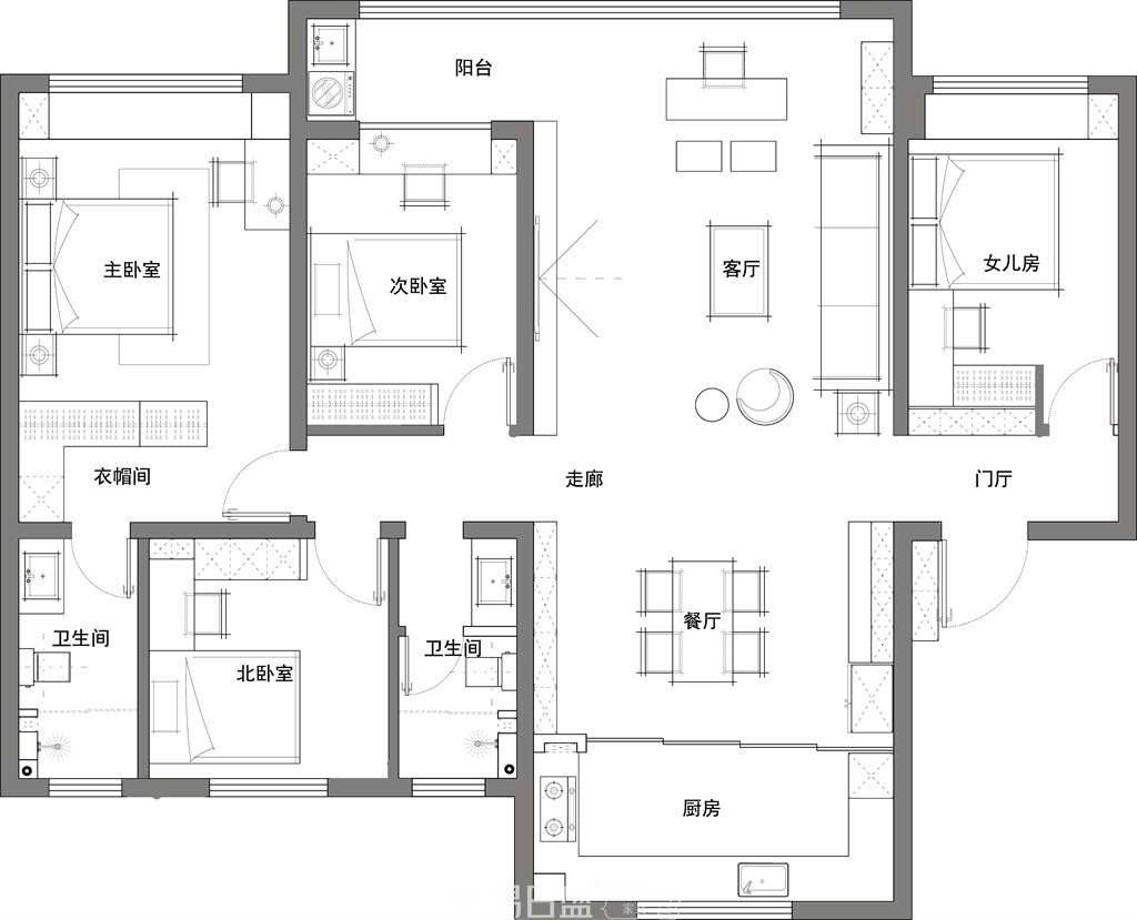 中南樾府-180平米四居室-现代轻奢风格案例赏析装修设计理念