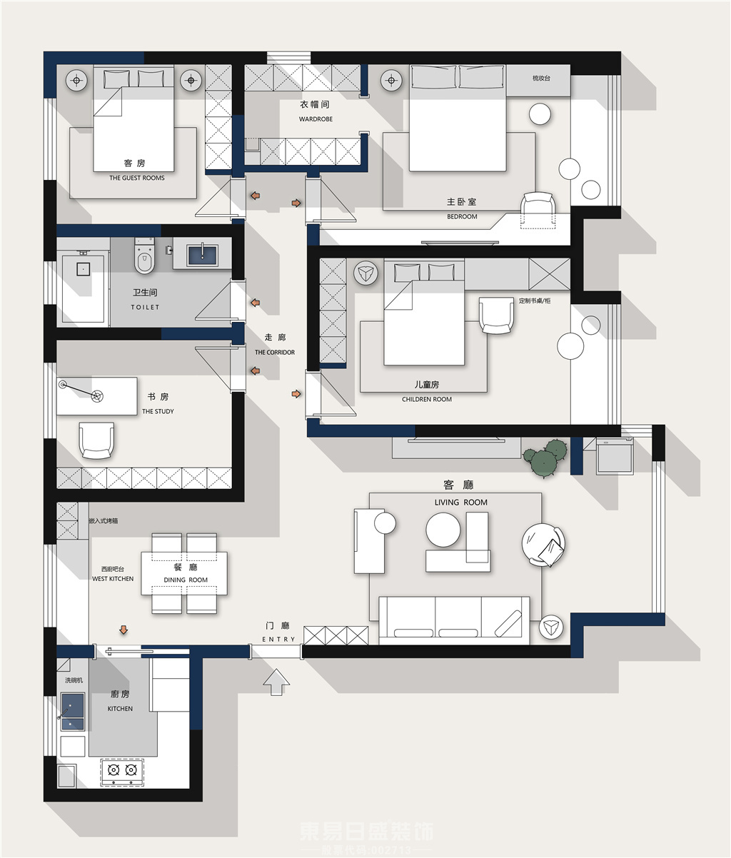 宝德新里程-160平米四居室-现代轻奢案例装修设计理念