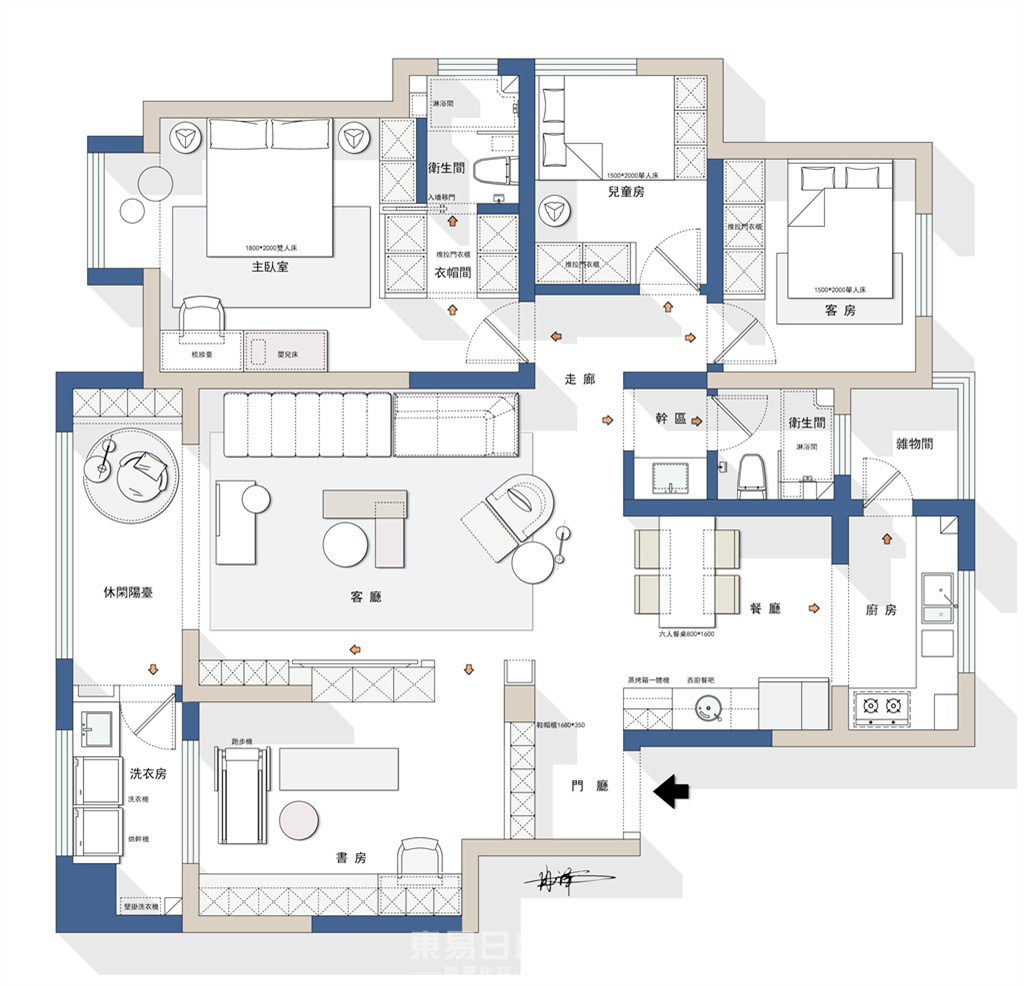 观澜府-140平米三居室-现代风格效果案例装修设计理念