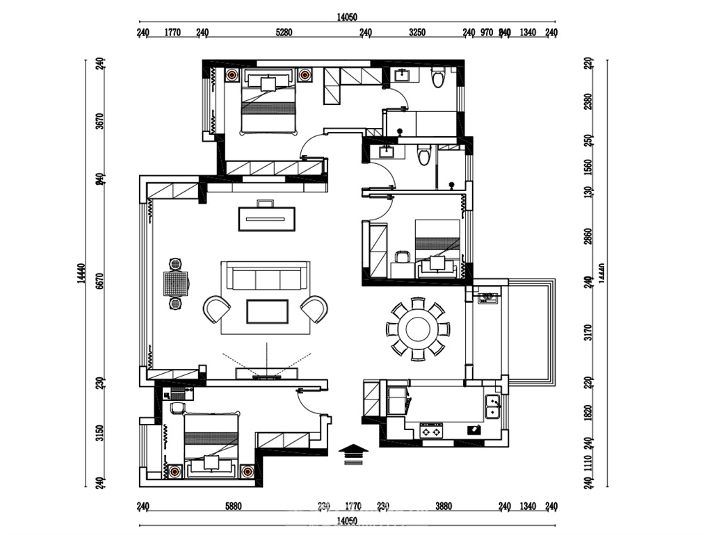 奥正诚园-175平米三居室-现代轻奢风格案例装修设计理念