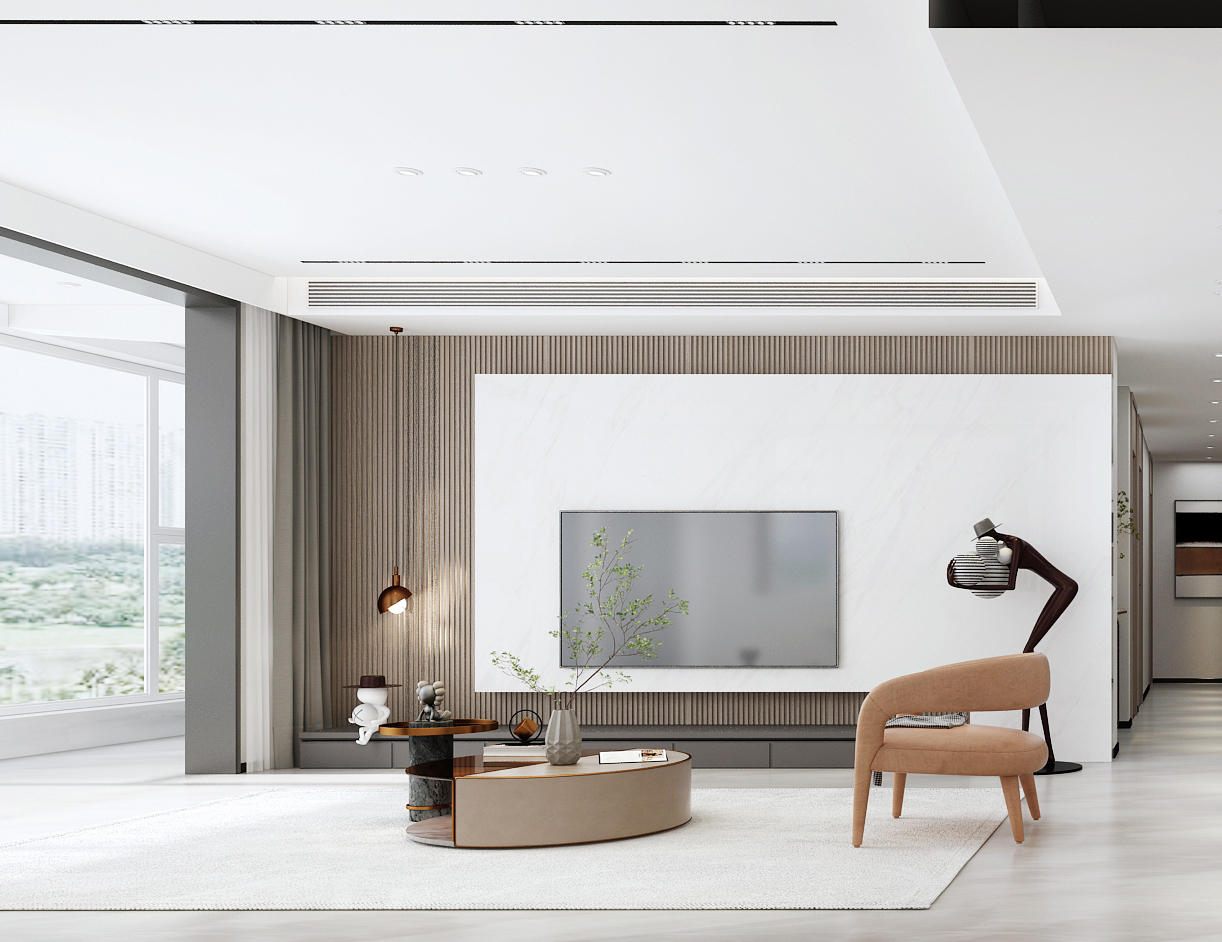 正宇龙港-157平米三居室-现代简约风格案例赏析装修设计理念