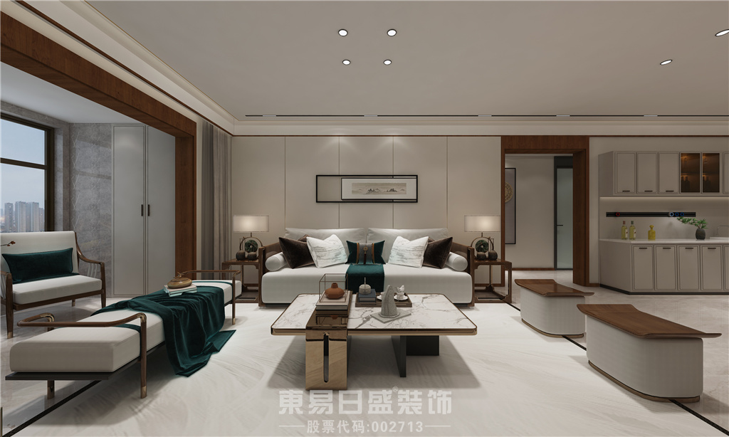 奥德海棠-124平米三居室-新中式风格案例装修设计理念