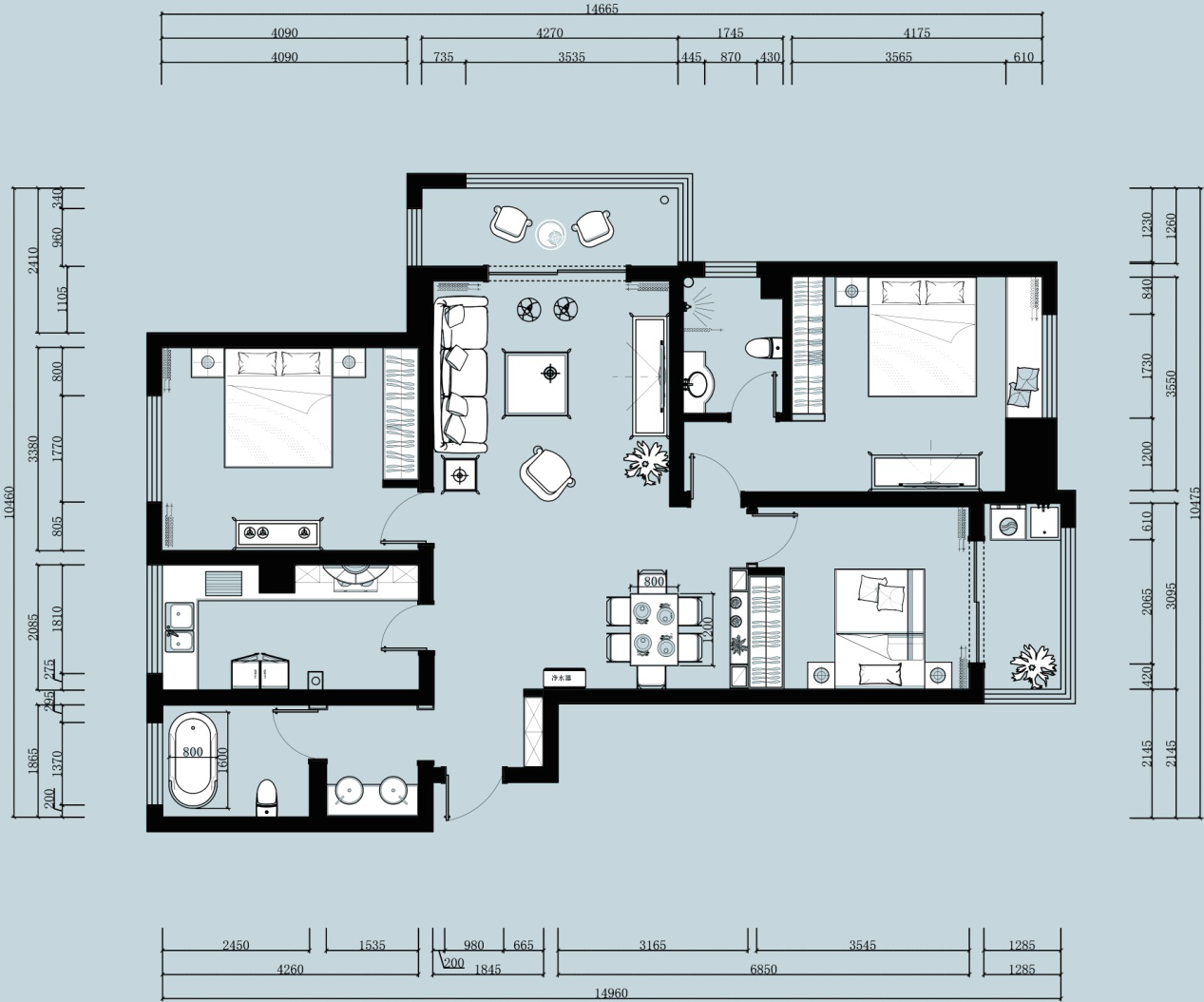 环球丹桂园-三居室130m²-现代北欧风格案例赏析装修设计理念