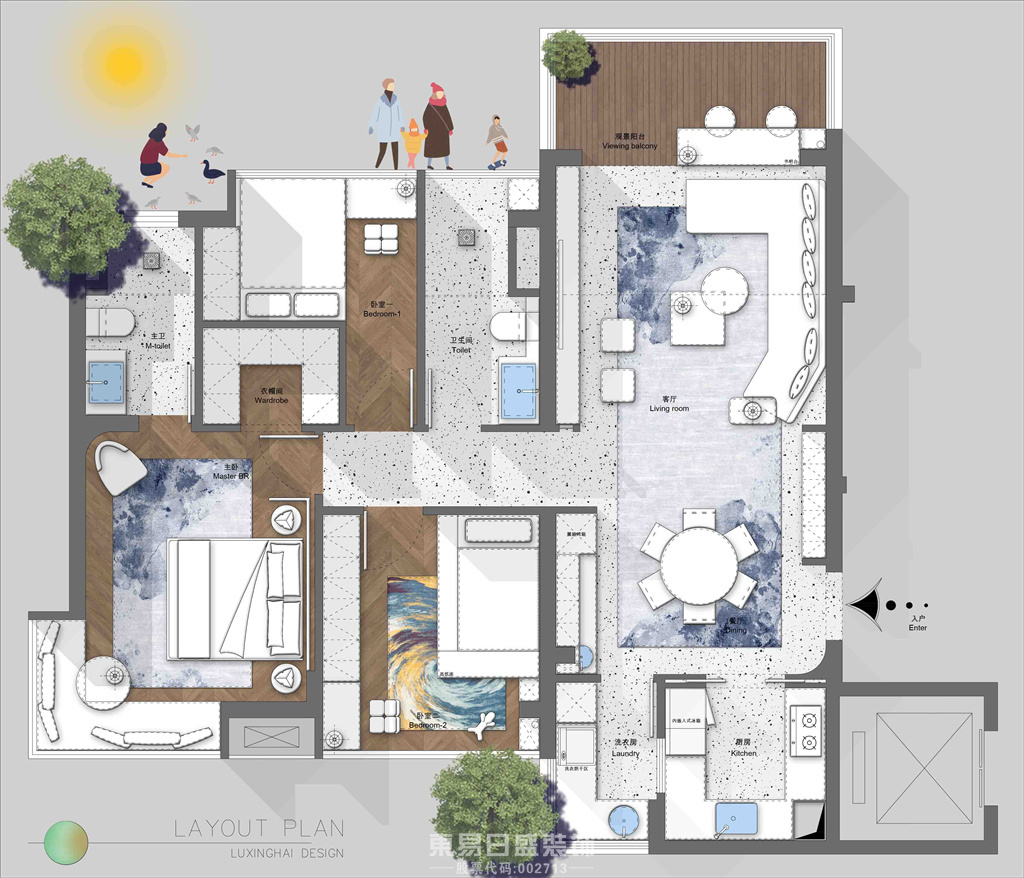 鼎秀家园-150平米三居室-现代风格案例赏析装修设计理念