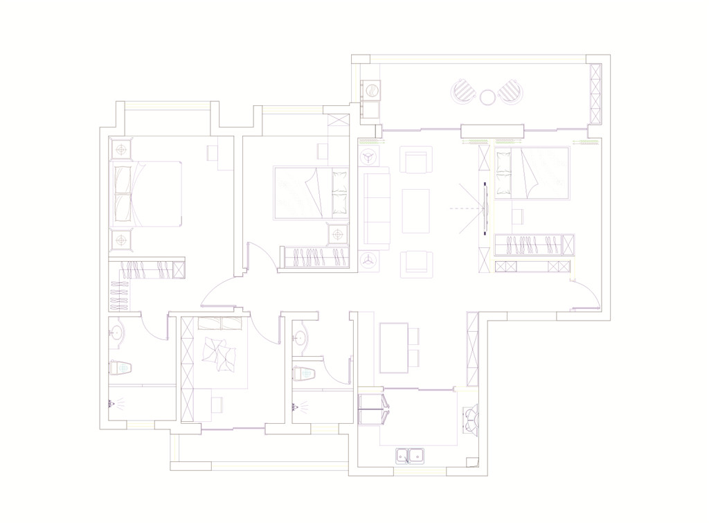 银盛泰博观新城-三居室150㎡-美式风格案例赏析装修设计理念