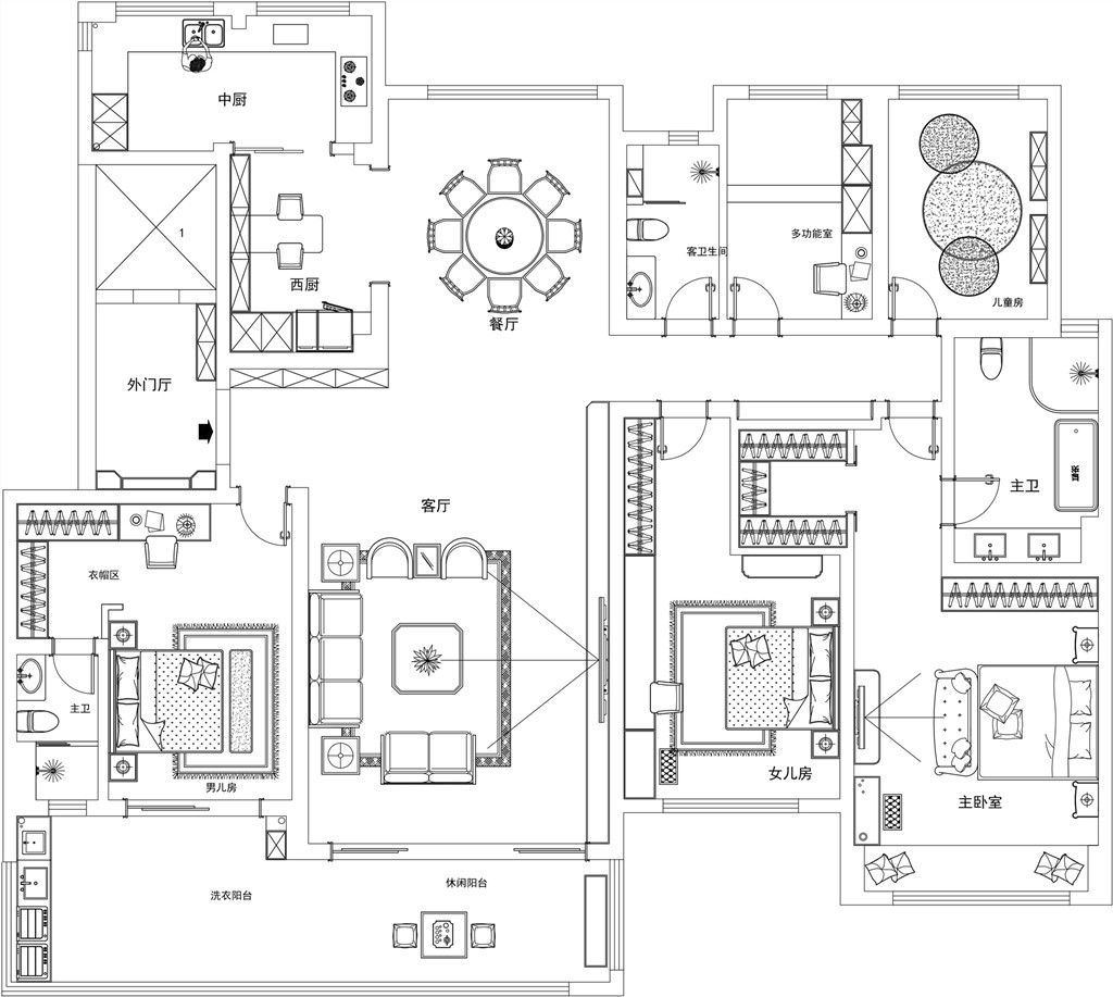 碧桂园-268平米-美式风格-装修效果图装修设计理念